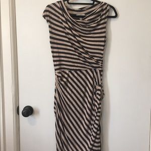 Anthropologie Bordeaux Black & beige striped dress